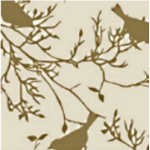 "Birds" Gift Wrap - Beige & Gold 1 Metre